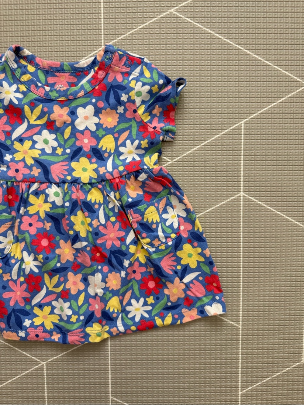 Wonder nation|Baby Girl Blue vibrant Floral Pocket play casual cotton Dress•••